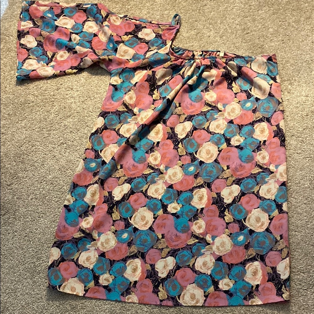 Honey Punch One Shoulder Floral Dress - Pink, Blue, Cream